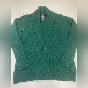 Islander Merino Wool and Cashmere Blend One-Button Cardigan Made In Ireland LG